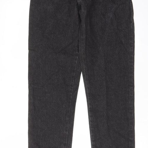Questors Womens Black Cotton Straight Jeans Size 28 in L31 in Regular Zip - Pockets, Belt Loops