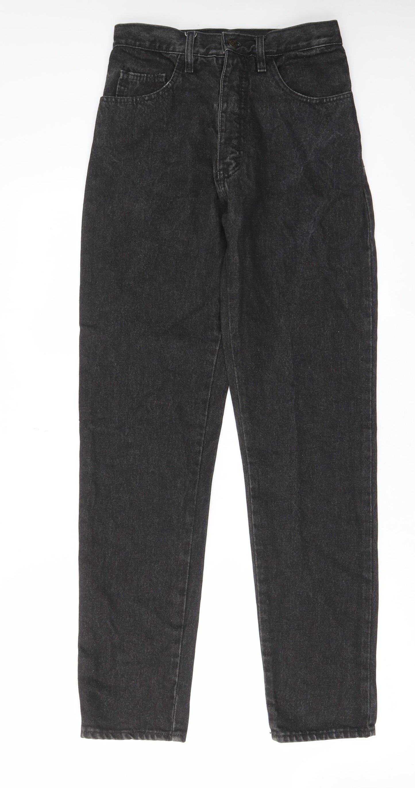 Questors Womens Black Cotton Straight Jeans Size 28 in L31 in Regular Zip - Pockets, Belt Loops