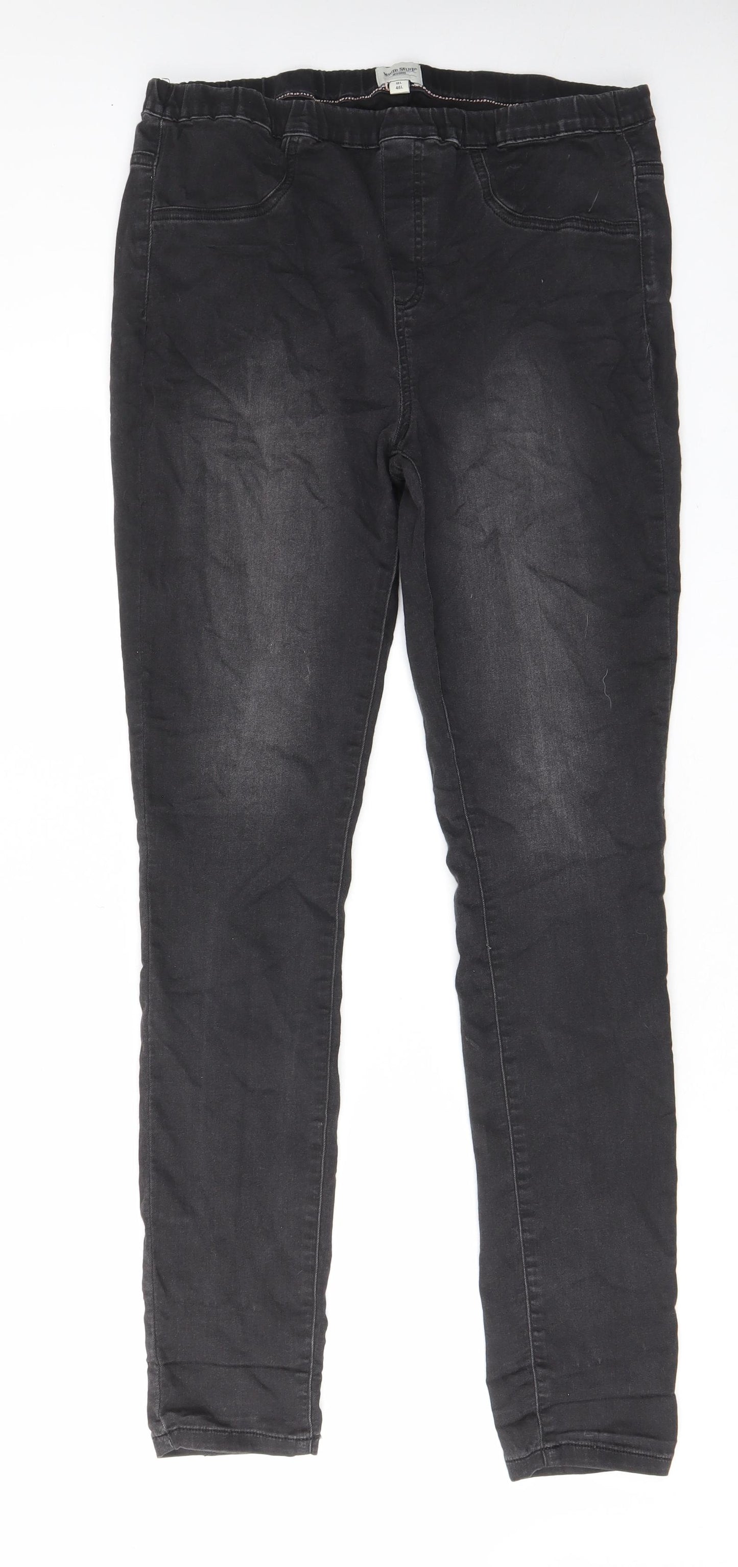 White Stuff Womens Grey Cotton Straight Jeans Size 18 L32 in Regular - Elastic waist