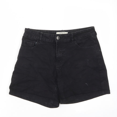 Dorothy Perkins Womens Black Cotton Bermuda Shorts Size 8 L5 in Regular Zip - Pockets, Belt Loops