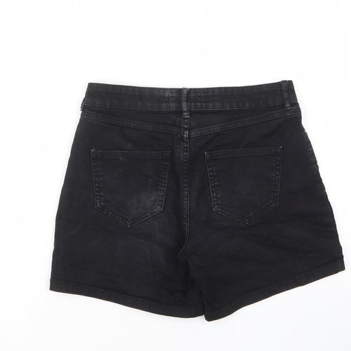 Dorothy Perkins Womens Black Cotton Bermuda Shorts Size 8 L5 in Regular Zip - Pockets, Belt Loops