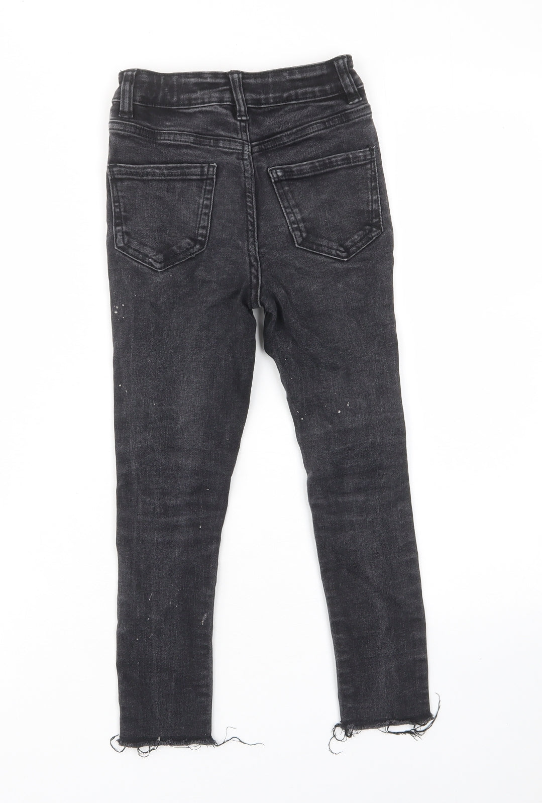 George Girls Grey Cotton Skinny Jeans Size 6-7 Years Regular Zip - Distressed, Pockets, Belt Loops
