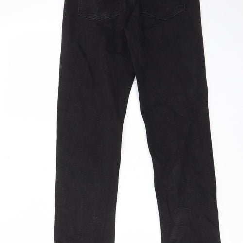 Bershka Womens Black Cotton Straight Jeans Size 8 L29 in Regular Zip - Pockets, Belt Loops