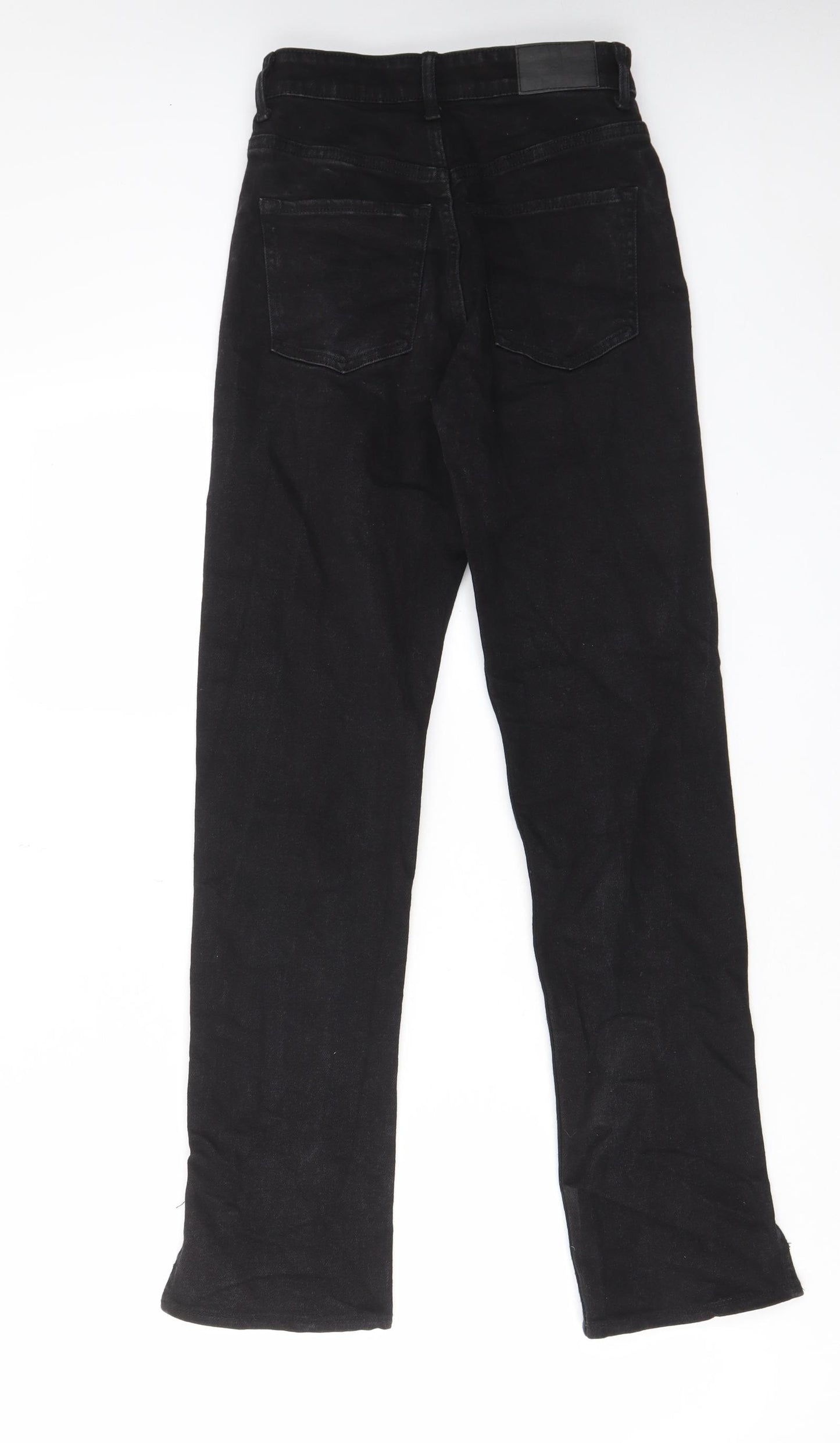 Bershka Womens Black Cotton Straight Jeans Size 8 L29 in Regular Zip - Pockets, Belt Loops