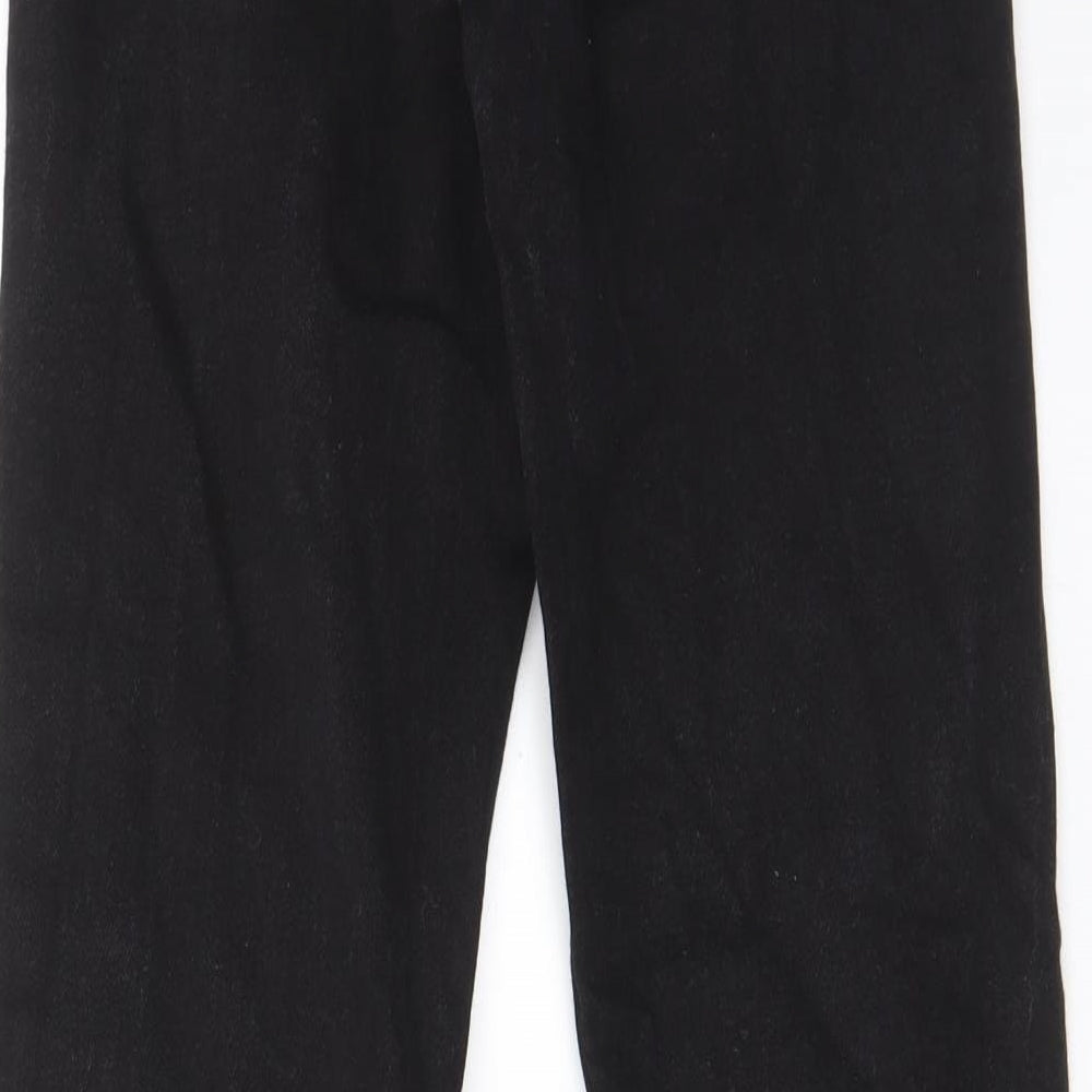 Bershka Womens Black Cotton Straight Jeans Size 8 L29 in Regular Zip - Pockets, Belt Loops