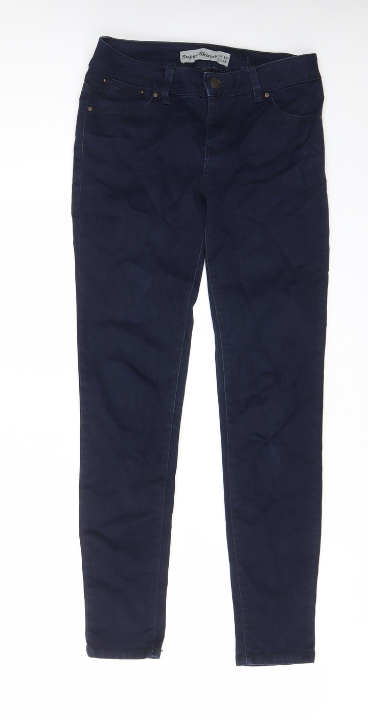 New Look Womens Blue Cotton Skinny Jeans Size 10 L29 in Regular Zip - Pockets, Belt Loops
