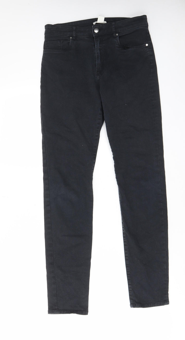 H&M Womens Black Cotton Skinny Jeans Size 10 L29 in Regular Zip - Pockets, Belt Loops