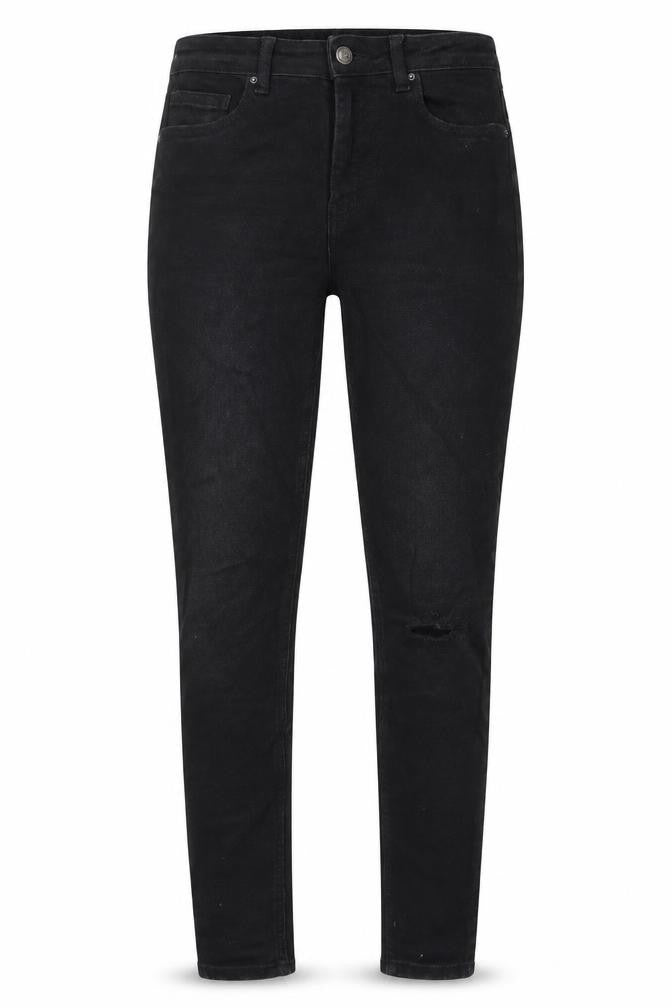 Denim & Co. Womens Black Cotton Skinny Jeans Size 10 L27 in Regular Zip - Pockets, Belt Loops, Ripped Knee