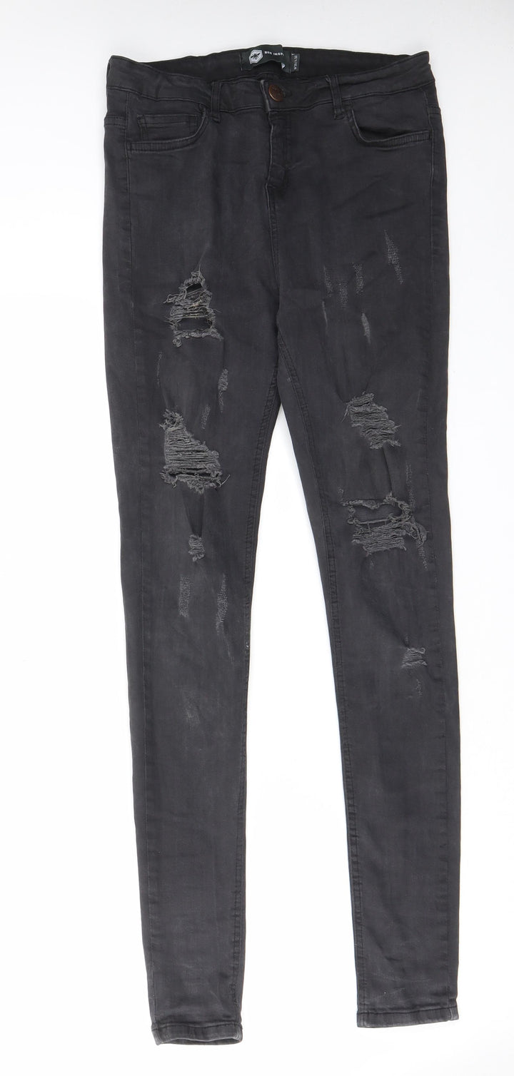 Bee Inspired Womens Black Cotton Skinny Jeans Size 30 in L32 in Regular Zip - Pockets, Belt Loops