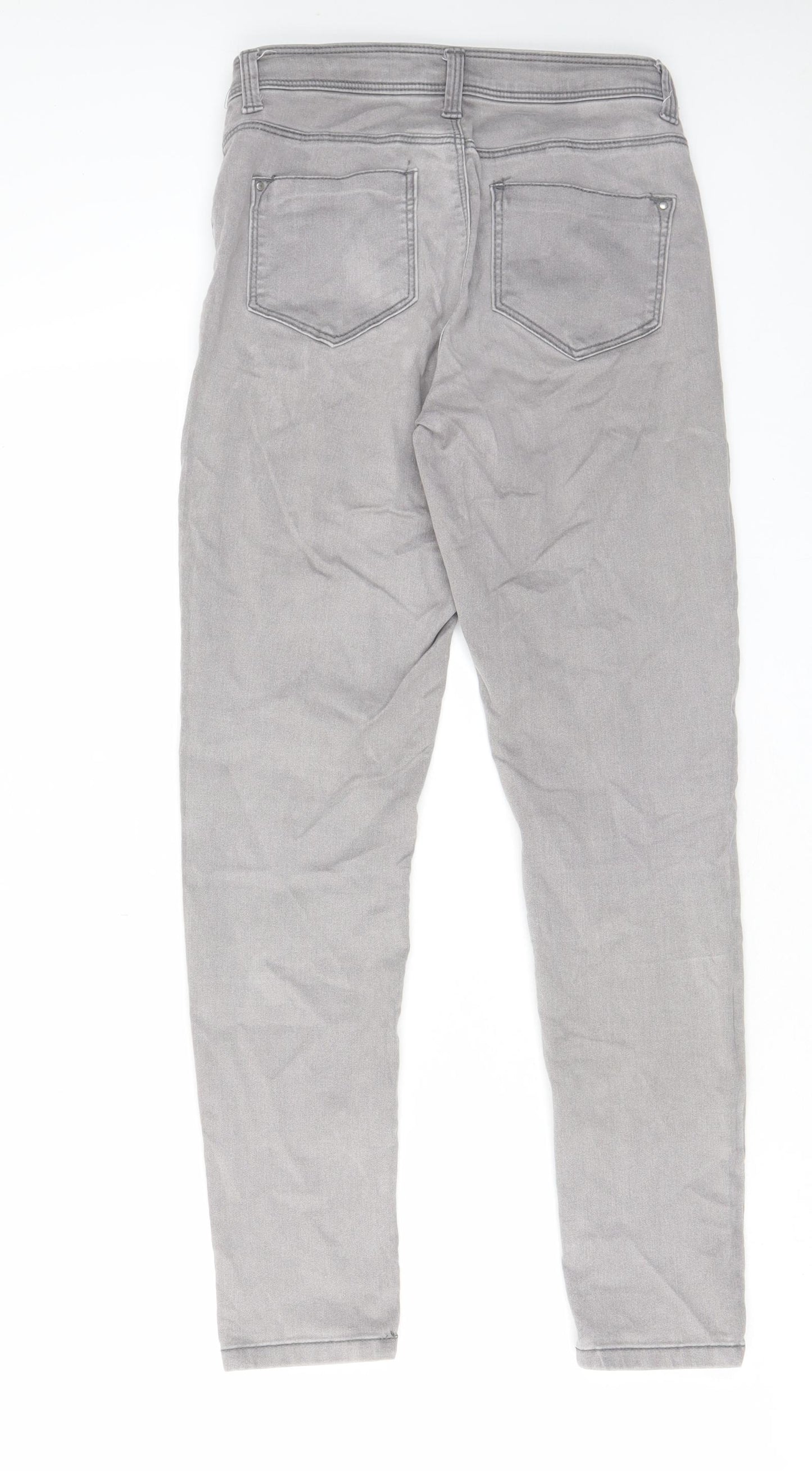 Dorothy Perkins Womens Grey Cotton Skinny Jeans Size 8 L27 in Regular Zip - Pockets, Belt Loops