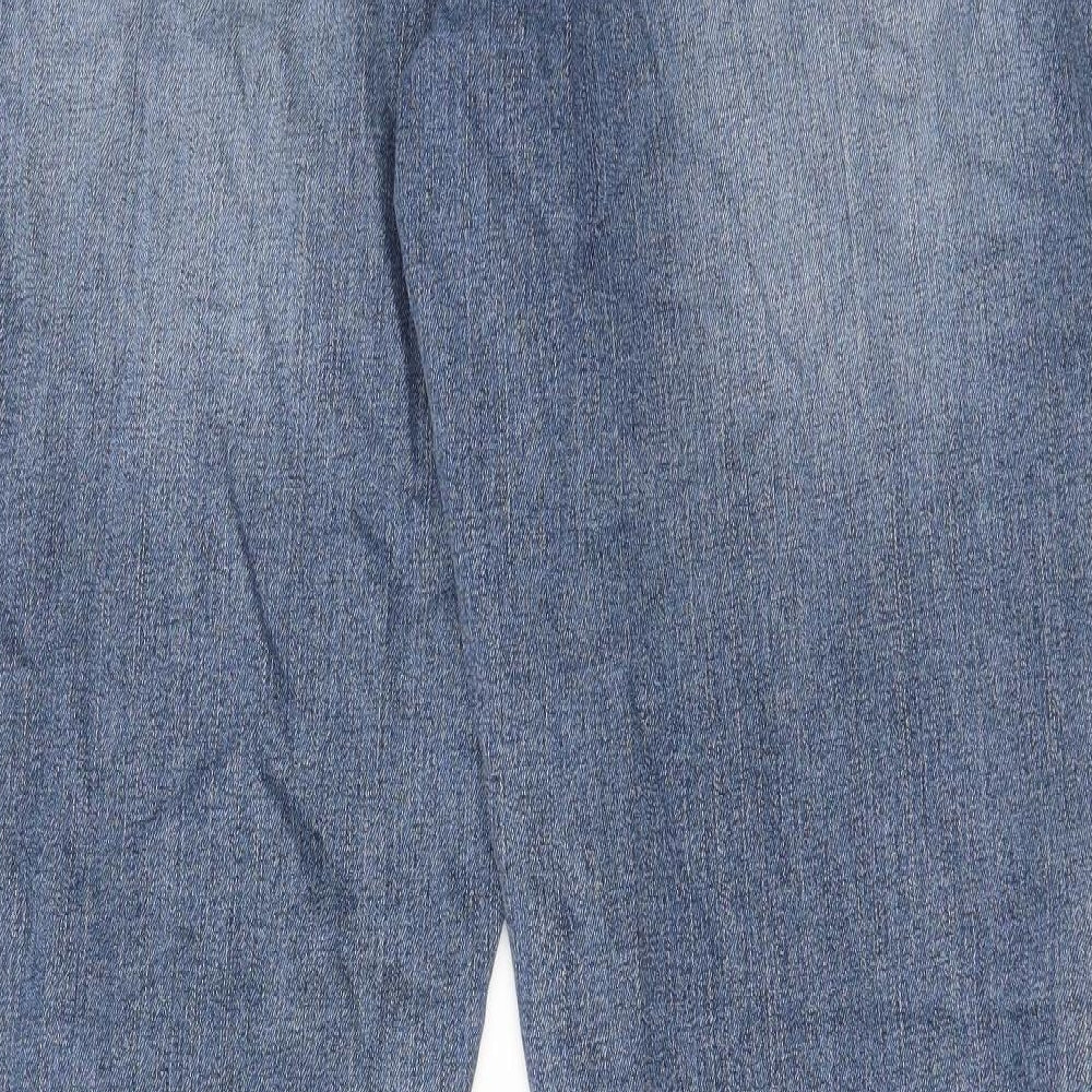 Wrangler Mens Blue Cotton Straight Jeans Size 42 in L33 in Regular Zip - Pockets, Belt Loops