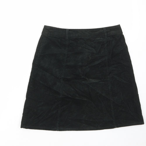 Oasis Womens Green Cotton A-Line Skirt Size 8 Zip - Buttons