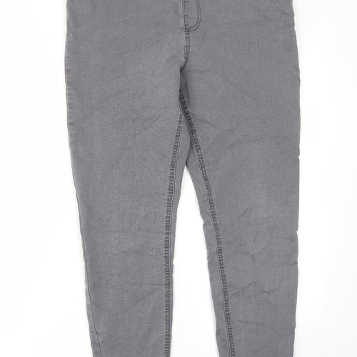 Marks and Spencer Womens Grey Cotton Skinny Jeans Size 32 in L28 in Regular - Elastic waist