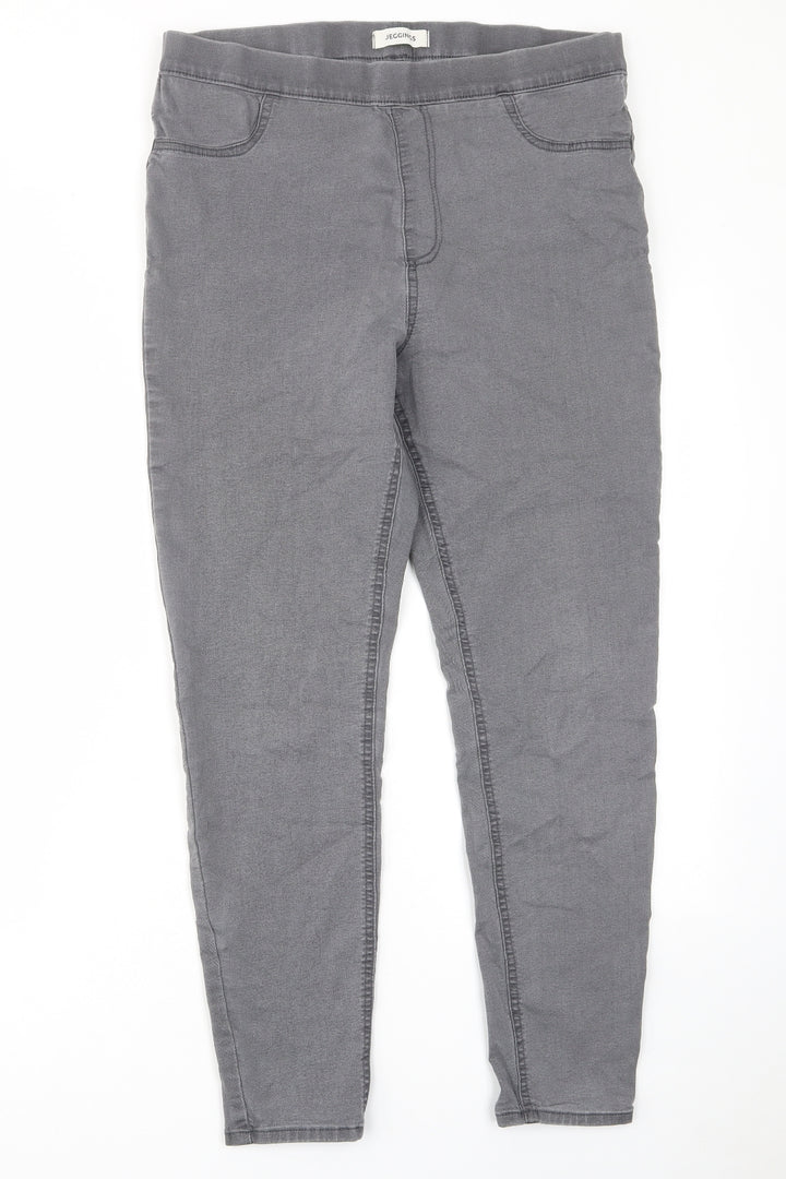 Marks and Spencer Womens Grey Cotton Skinny Jeans Size 32 in L28 in Regular - Elastic waist