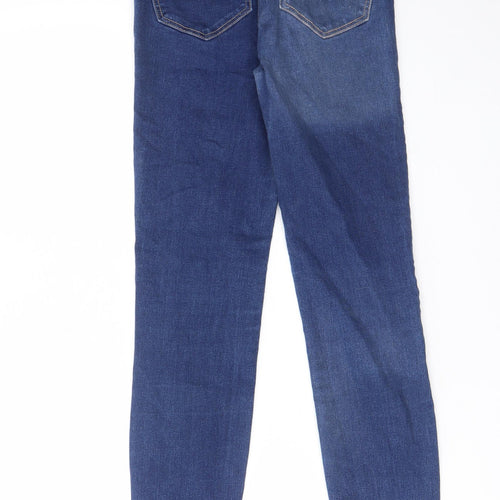 Zara Womens Blue Cotton Skinny Jeans Size 8 L28 in Regular Zip - Pockets, Belt Loops