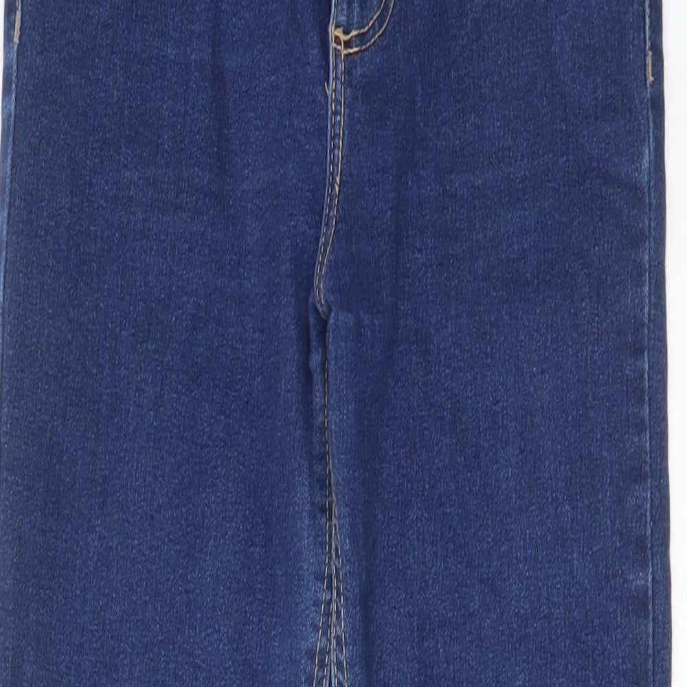 Zara Womens Blue Cotton Skinny Jeans Size 8 L28 in Regular Zip - Pockets, Belt Loops