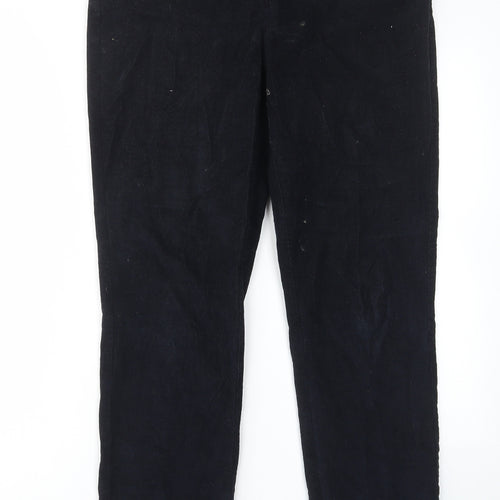 The White Label Womens Blue Cotton Trousers Size 12 L30 in Regular Hook & Eye - Pockets