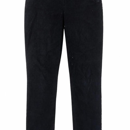 The White Label Womens Blue Cotton Trousers Size 12 L30 in Regular Hook & Eye - Pockets