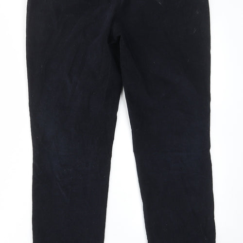 The White Label Womens Blue Cotton Trousers Size 12 L30 in Regular Hook & Eye - Pockets
