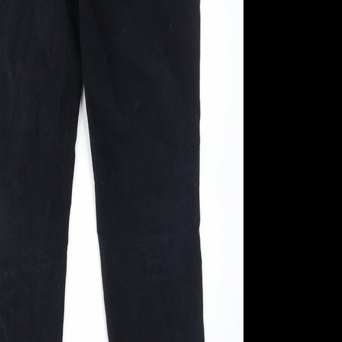 The White Label Womens Blue Cotton Trousers Size 12 L30 in Regular Hook & Eye - Pockets