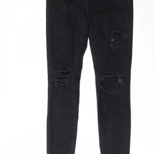 Denim & Co. Womens Black Cotton Skinny Jeans Size 10 L28 in Regular Zip - Pockets, Belt Loops