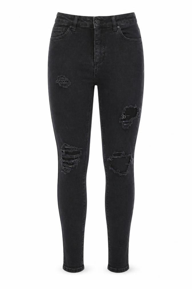 Denim & Co. Womens Black Cotton Skinny Jeans Size 10 L28 in Regular Zip - Pockets, Belt Loops