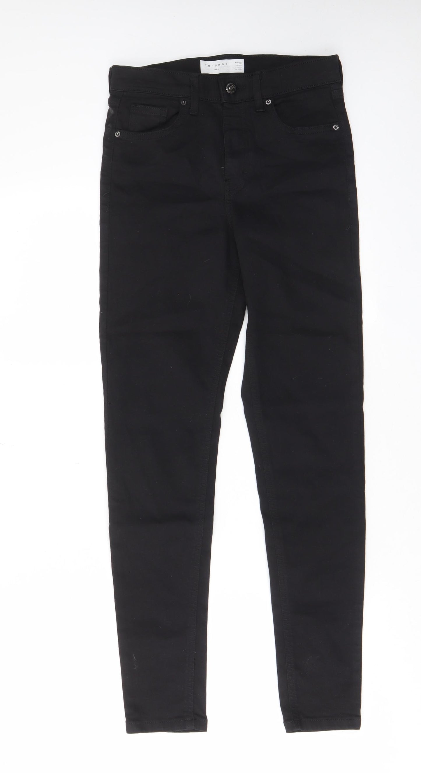 Topshop Womens Black Cotton Skinny Jeans Size 26 in L32 in Regular Zip - Pockets, Belt Loops