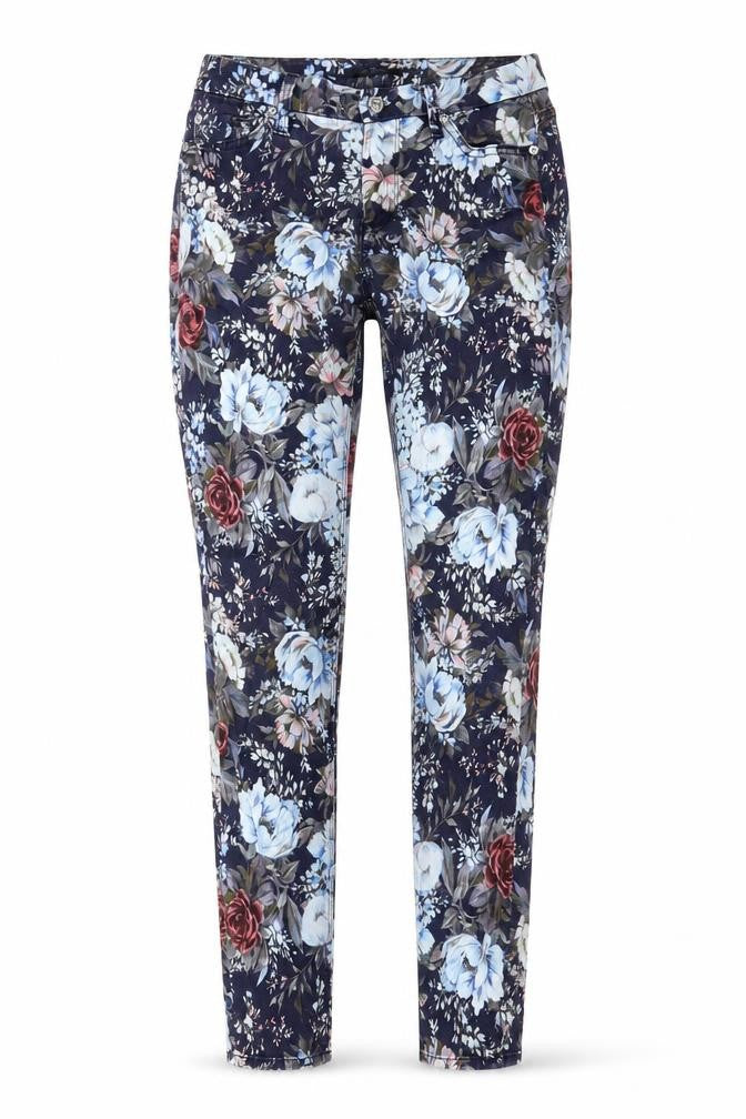 7 For All Mankind Womens Multicoloured Floral Cotton Straight Jeans Size 26 in L29 in Regular Zip - Pockets, Belt Loops