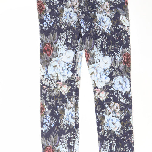 7 For All Mankind Womens Multicoloured Floral Cotton Straight Jeans Size 26 in L29 in Regular Zip - Pockets, Belt Loops