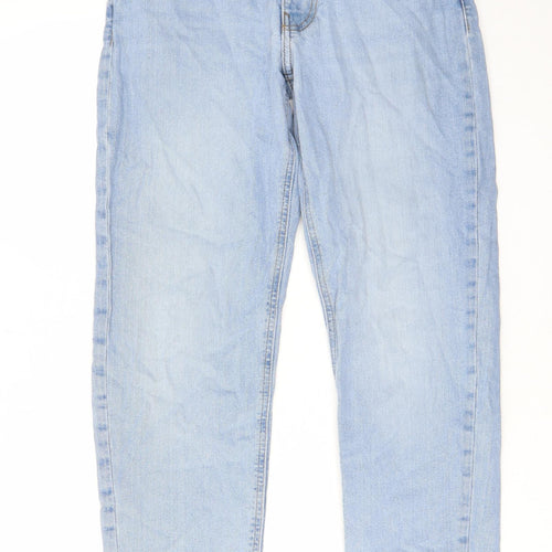 ASOS Womens Blue Cotton Straight Jeans Size 32 in L32 in Regular Zip - Pockets, Belt Loops
