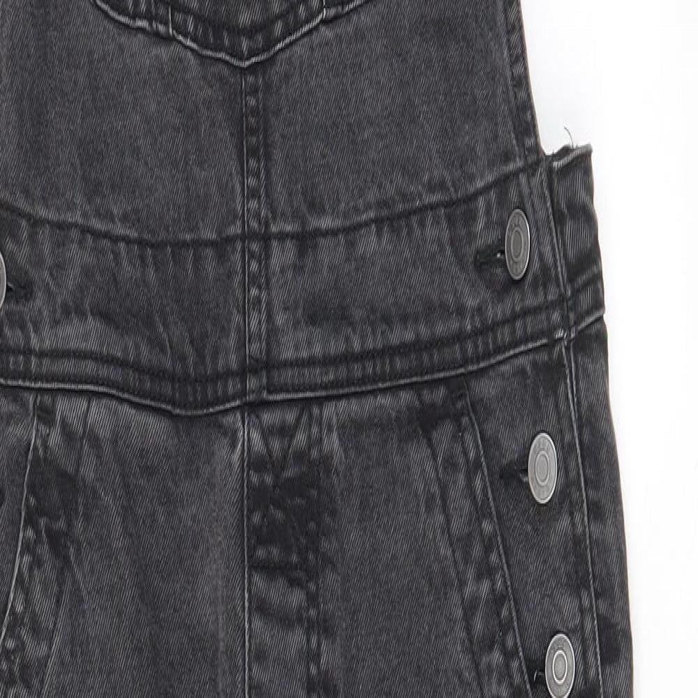 ASOS Womens Grey Cotton Dungaree One-Piece Size 8 L28 in Button - Buckle, Pockets, Adjustable straps
