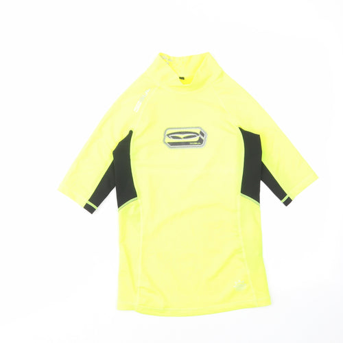 Gul Boys Yellow Polyester Basic T-Shirt Size 13 Years High Neck Pullover - Watersports