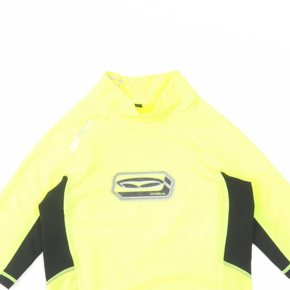Gul Boys Yellow Polyester Basic T-Shirt Size 13 Years High Neck Pullover - Watersports