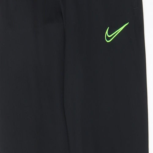 Nike Mens Black Polyester Jogger Trousers Size S L28 in Regular Drawstring - Logo, Embroided