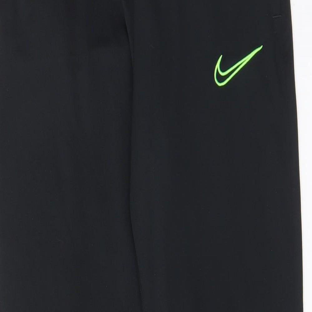 Nike Mens Black Polyester Jogger Trousers Size S L28 in Regular Drawstring - Logo, Embroided