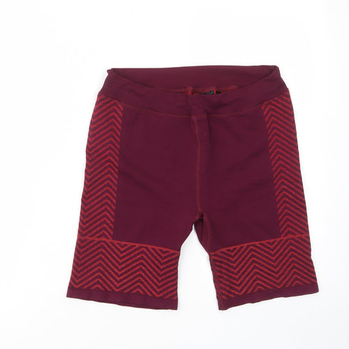 Tribe Womens Purple Geometric Polyamide Biker Shorts Size M L7 in Regular - Stretch