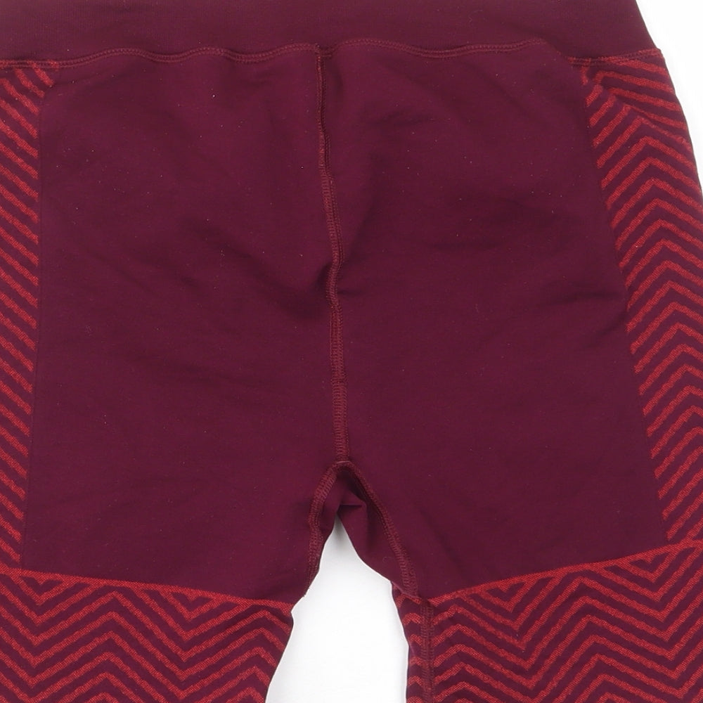 Tribe Womens Purple Geometric Polyamide Biker Shorts Size M L7 in Regular - Stretch