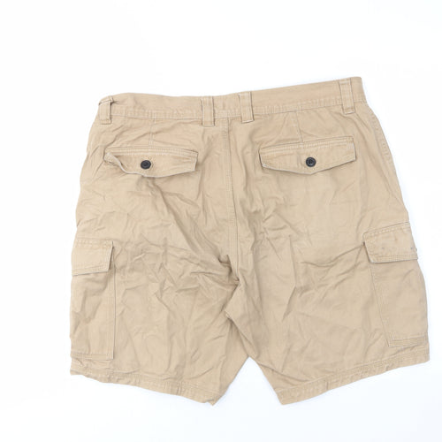 Avenue Mens Beige Cotton Cargo Shorts Size 36 in L9 in Regular Zip - Pockets, Belt Loops, Buttons