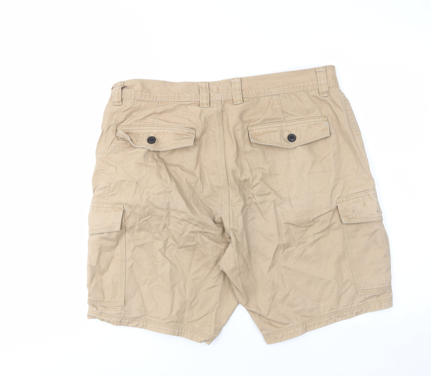 Avenue Mens Beige Cotton Cargo Shorts Size 36 in L9 in Regular Zip - Pockets, Belt Loops, Buttons