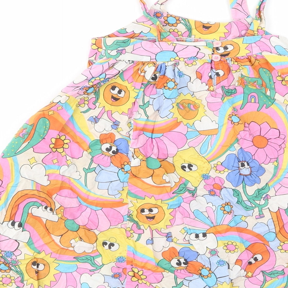 NEXT Girls Multicoloured Geometric Cotton A-Line Size 4 Years Square Neck Button