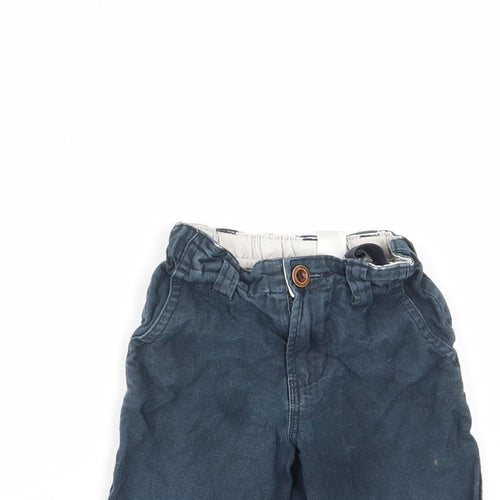 Gap Boys Blue Cotton Capri Trousers Size 12-18 Months Zip - Pockets, Adjustable waist
