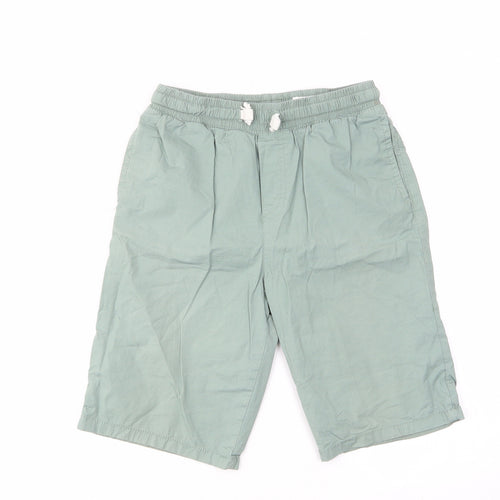 Lefties Boys Green Cotton Bermuda Shorts Size 11-12 Years L9 in Regular Drawstring - Elastic waist