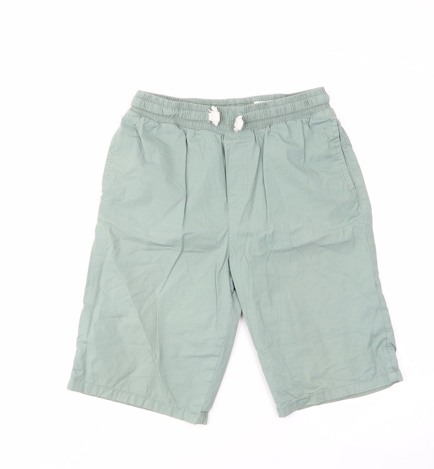 Lefties Boys Green Cotton Bermuda Shorts Size 11-12 Years L9 in Regular Drawstring - Elastic waist