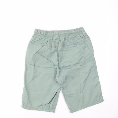 Lefties Boys Green Cotton Bermuda Shorts Size 11-12 Years L9 in Regular Drawstring - Elastic waist