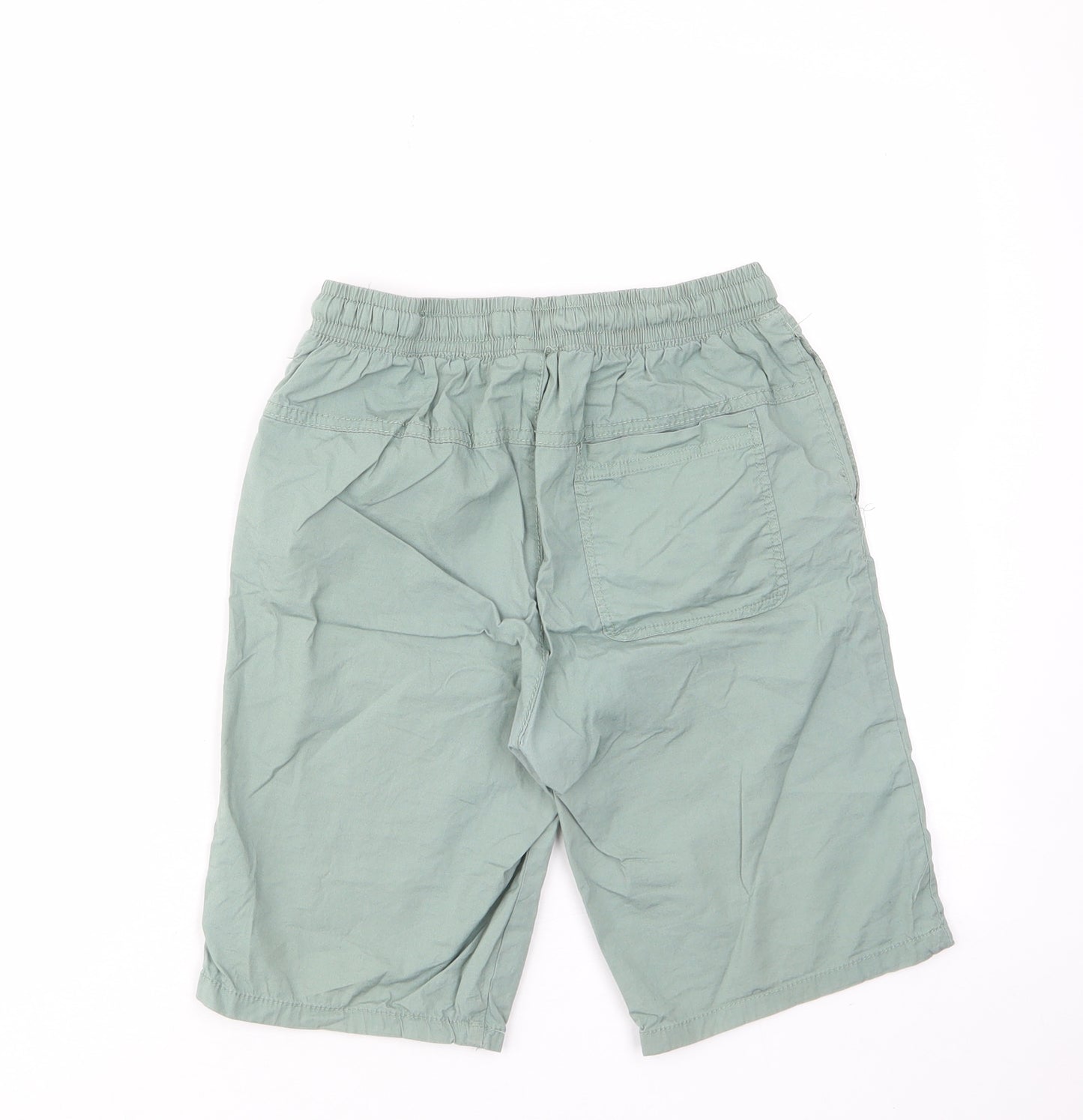 Lefties Boys Green Cotton Bermuda Shorts Size 11-12 Years L9 in Regular Drawstring - Elastic waist