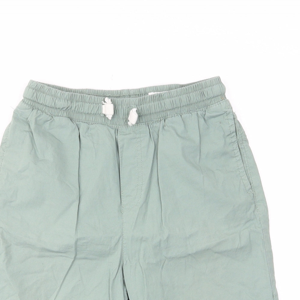 Lefties Boys Green Cotton Bermuda Shorts Size 11-12 Years L9 in Regular Drawstring - Elastic waist