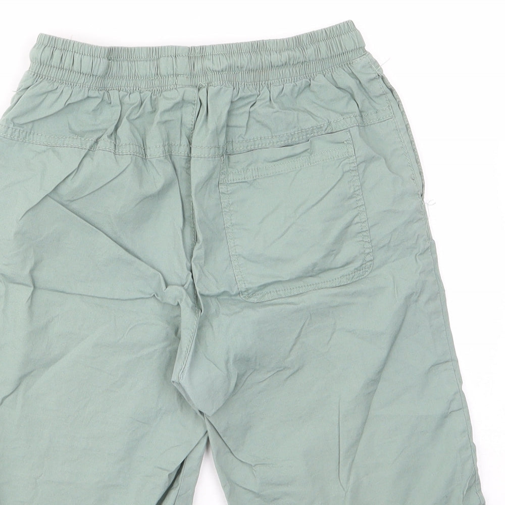 Lefties Boys Green Cotton Bermuda Shorts Size 11-12 Years L9 in Regular Drawstring - Elastic waist