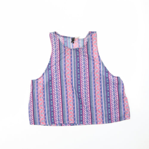 H&M Womens Multicoloured Geometric Polyester Cropped Tank Size M Crew Neck