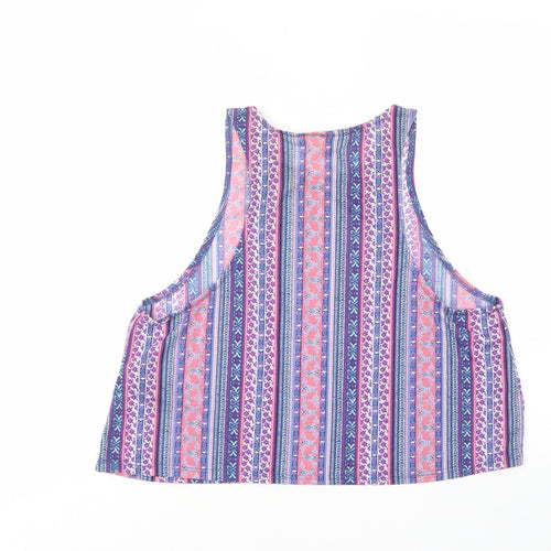 H&M Womens Multicoloured Geometric Polyester Cropped Tank Size M Crew Neck