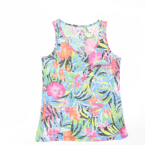 New London Womens Multicoloured Geometric Polyester Basic Tank Size 8 Scoop Neck - Pocket, Zip